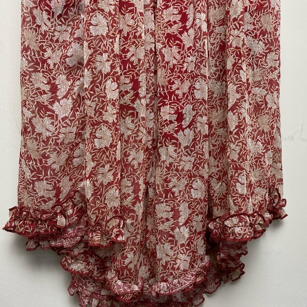 Saints + Secrets High Neck Chiffon Ruffle Dress.Tie Waist Size M - Picture 3 of 16